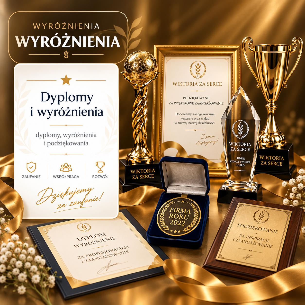 Wyróżnienia Fundacji – puchary, statuetki, medale i dyplomy